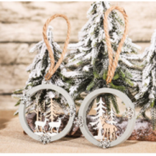 Set 2 decoratiuni de Craciun, din lemn, cu sistem de agatare in Brad Set 2 decoratiuni de Craciun, din lemn, cu sistem de agatare in Brad