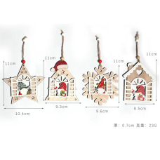 Set 4 decoratiuni de Craciun, din lemn, cu sistem de agatare in Brad Set 4 decoratiuni de Craciun, din lemn, cu sistem de agatare in Brad