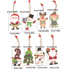 Set 8 decoratiuni de Craciun, din lemn, cu sistem de agatare in Brad Set 8 decoratiuni de Craciun, din lemn, cu sistem de agatare in Brad